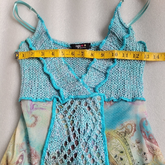 VTG Y2K Ogo Geral Asymmetrical Mesh Top Fairycore Whimsigoth Crochet Paisley - Picture 10 of 13